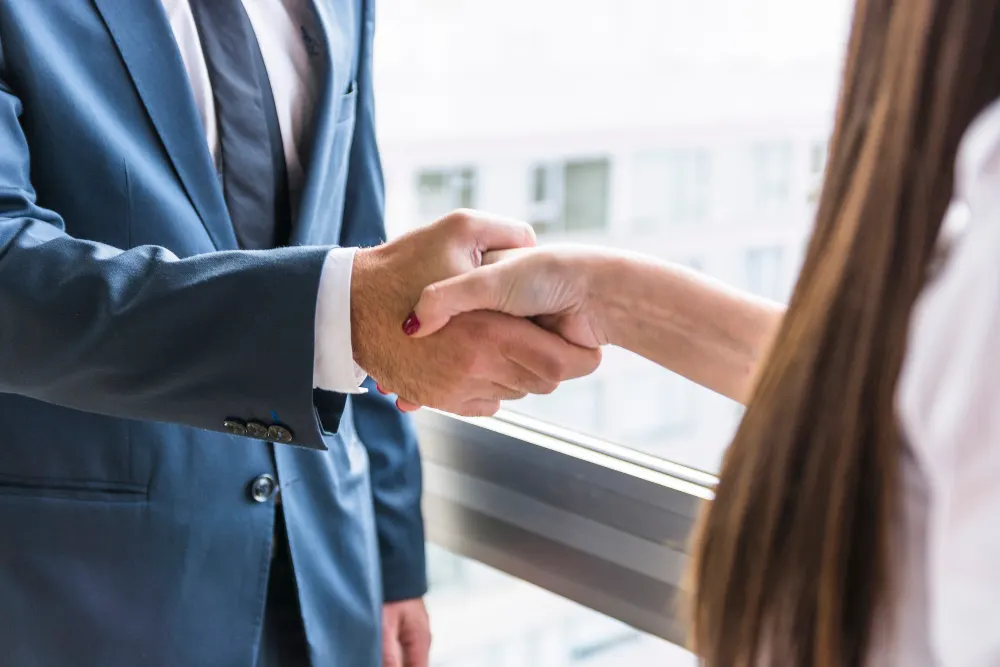 Stretta di mano tra due professionisti
